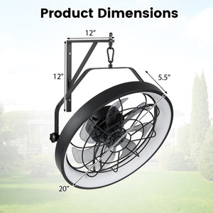 20â€ Wall Mounted Fan with 3CCT Dimmable LED Light and Timer-Black