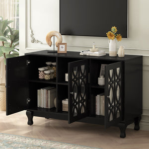 Modern Mirrored TV Stand, 3 Adjustable Shelves For Living Room by Couch.com