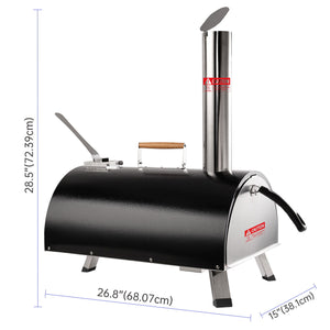 Pizza Oven Outdoor 12" Automatic Rotatable Pizza Ovens Portable Stainless Steel Wood Fired Pizza Oven Pizza Maker With Built-In Thermometer Pizza Cutter Carry Bag by Couch.com