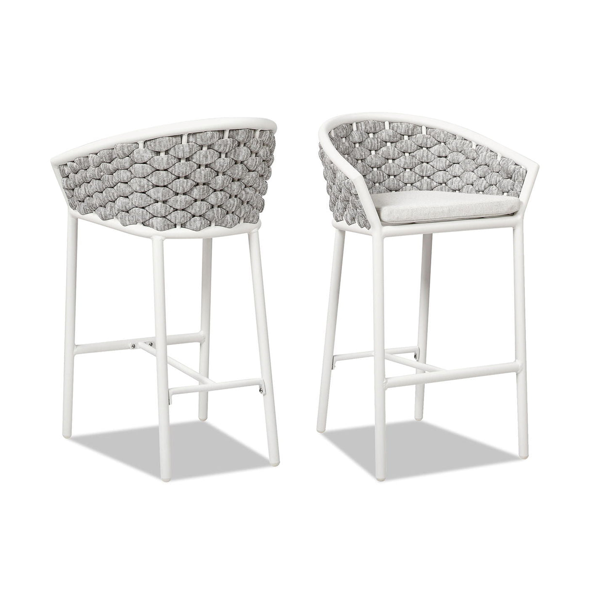 Rowan - Rope Barrel Low Back Patio Counter Stool (Set of 2) - Optic White by Couch.com
