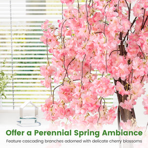 5.5 FT Tall Artificial Cherry Blossom Tree with Pink/White Flowers 2 Pack-Pink