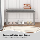 2-Drawer Sofa Side Table with Shelves for Living Room-Natural