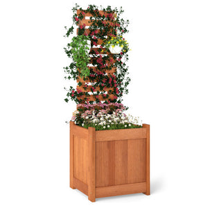 Outdoor Wooden Raised Garden Bed with Trellis