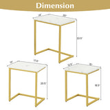 3 Pieces Multifunctional Coffee End Table Set-White