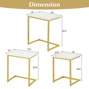 3 Pieces Multifunctional Coffee End Table Set-White