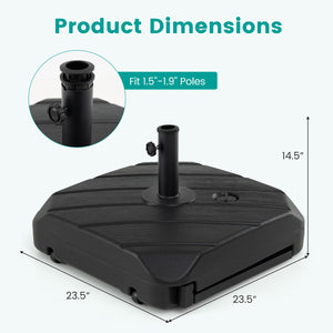 211 LBS Fillable Patio Umbrella Base with Wheels and Telescopic Pull Rod