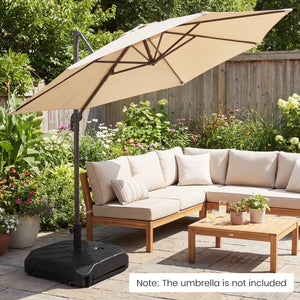 211 LBS Fillable Patio Umbrella Base with Wheels and Telescopic Pull Rod