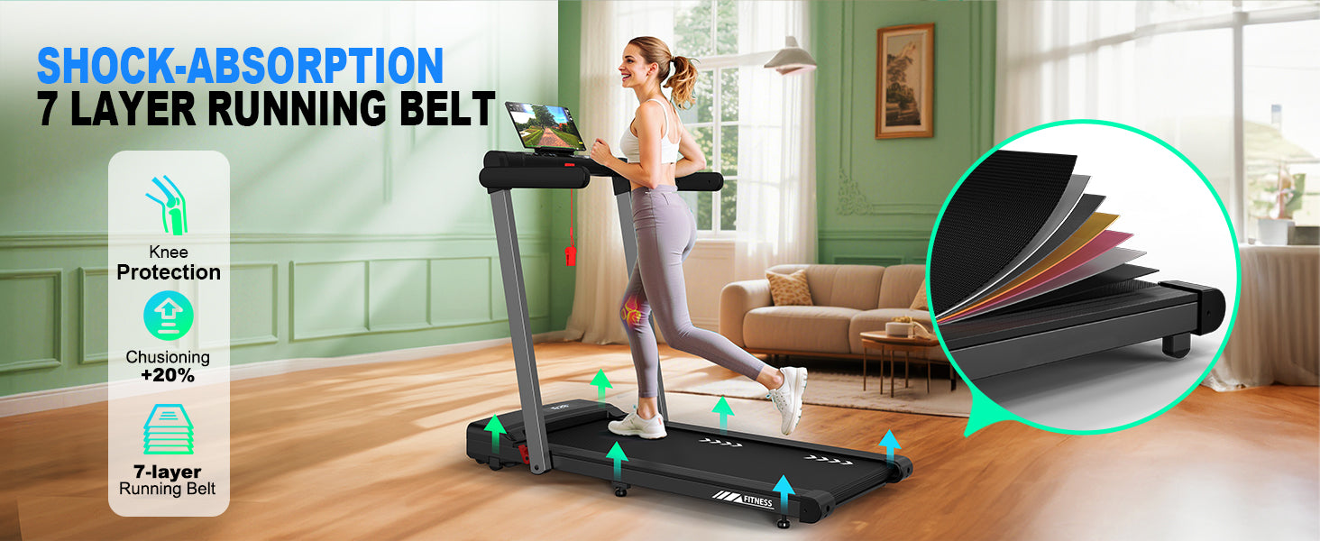 FYSIQ Foldable Treadmill for Home, 1-12 km/h, 3-in-1 Walking Pad with Dual LED Display, 12 Programmes and Remote Control,