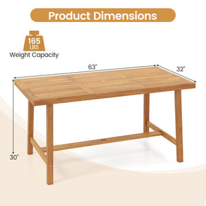 Acacia Wood Dining Table for 6 People Heavy-Duty Indoor Outdoor