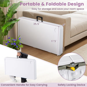 35 Inch 4 Player Game Card Folding Mahjong Table with Cup Holders-Pink