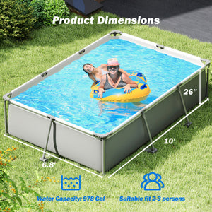690/978/1158/1617 Gal Outdoor Family Swimming Pool with Metal Frame-10 ft