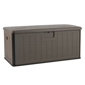 100 Gallon Large Deck Box with Lockable Lid for Patio-Brown