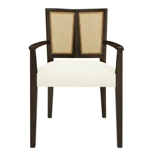 Mid Century Modern Arm Dining Chair Set with Rattan Backrest