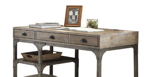 Gorden - Weathered Antique Metal Writing Desk - Oak by Couch.com