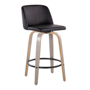 Toriano - Contemporary Fixed Height Counter Stool With Swivel & Round Footrest (Set of 2) by Couch.com