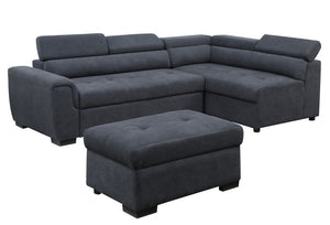 Couch.com Haris Fabric Sleeper Sofa Sectional With Adjustable Headrest And Storage Ottoman Dark Gray, Adjustable, with Storage, Modern Style, Fabric Construction, Dark Gray Finish by Couch.com