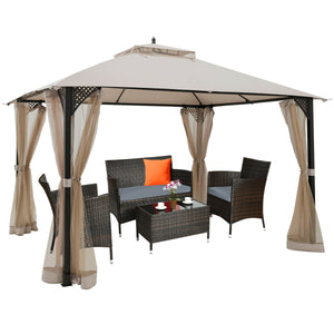 12 ™ x 10 ™Outdoor Double Top Patio Gazebo-Beige