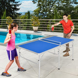 60 Inch Portable Tennis Ping Pong Folding Table with Accessories-Blue