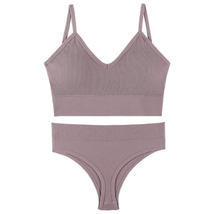 Women Seamless Bra Top Fitness Swimwear Push Up Exercise Bikini For Women 2 Pieces Ribbed Seamless Yoga Bikini Sets Sports Bra And Underwear Set 2 Piece High Waist Summer Bikini