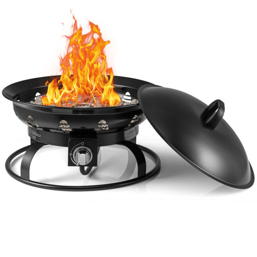 21 Inch Diameter Propane Gas Fire Pit Patio Portable Fire Bowl-Black