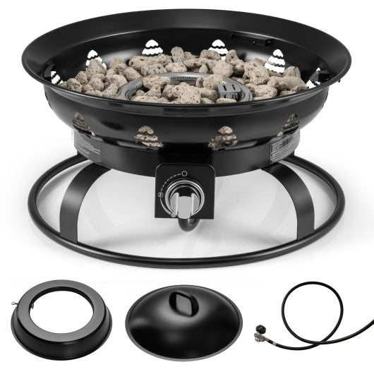 21 Inch Diameter Propane Gas Fire Pit Patio Portable Fire Bowl-Black