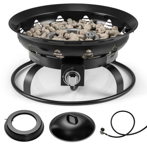21 Inch Diameter Propane Gas Fire Pit Patio Portable Fire Bowl-Black