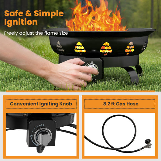21 Inch Diameter Propane Gas Fire Pit Patio Portable Fire Bowl-Black