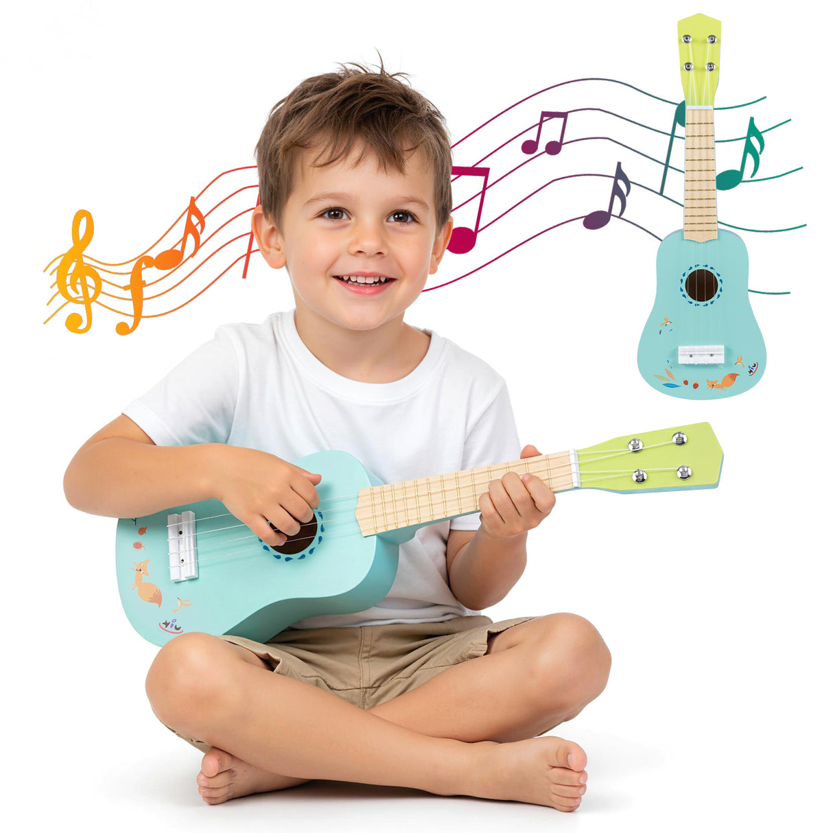 21 Inch Ukulele Guitar for Kids with Basswood Body for 3+ Years Old