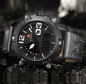 Men's Multifunction Digital Analog Waterproof Watch With Alarm And Automatic Time Zones Unique Design Excellent Gift