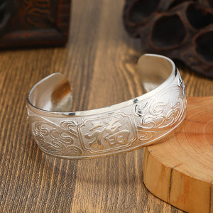 Big Elegant Luxury Amazing Classic Fashion Flower Metal Tibetan Indian Silver Vintage Retro Fashion Cuff Bracelet Bangle For Woman With Details of Animals