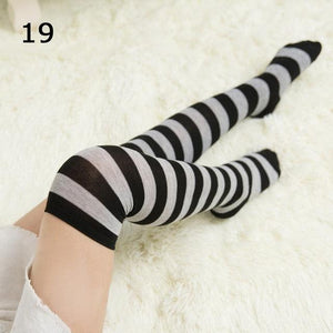 22 Colors Sweet Cute Girls Over Knee Long Printed Thigh High Cotton Socks Plus Size Over knee Socks for Women