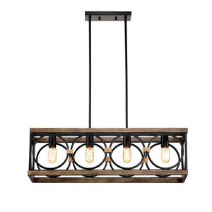 Kitchen Island Lights Ceiling Light Farmhouse Dining Room Light Fixture, Wood And Metal Rectangular Ceiling Light, Ceiling Lighting For Living Room, Conference Room, Home Office by Couch.com