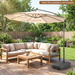 220 LBS Cantilever Patio Umbrella Base Stand with  Wheels Fillable offset Umbrella Stand-Black