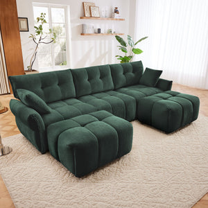 Elegant Sofa Set With Ottoman And Pillows, Textured Chenille, High Resilience Cushions by Couch.com