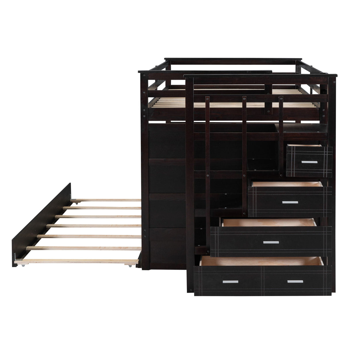 Bunk Bed With Twin Size Trundle And Staircase by Couch.com