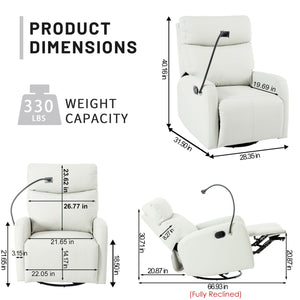 Rocking Recliner Chair, 360 Degree Swivel Nursery Rocking Chair, Glider Chair, Modern Small Rocking Swivel Recliner Chair For Bedroom, Living Room Chair Home Theater Seat, Phone Holder by Couch.com