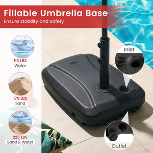 225 LBS Cantilever Patio Umbrella Base with Wheels and Crossed Base