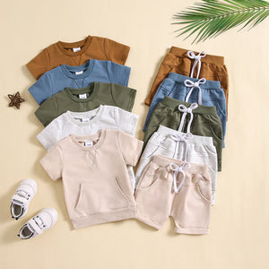 Boys And Girls Alphabet Embroidery Two-piece Suit