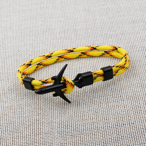 Modern Fashion Airplane Anchor Bracelets Men Charm Rope Chain Paracord Bracelet Women Male Air Force Style Wrap Metal Sport Hook Gift