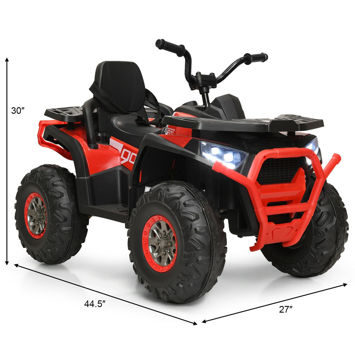 12 V Kids Electric 4-Wheeler ATV Quad with MP3 and LED Lights-Black