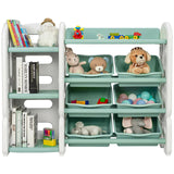 Kids Toy Storage Organizer with Bins and Multi-Layer Shelf for Bedroom Playroom -Blue