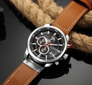 Men's Waterproof Elegant Sport Watch With Chronometers Day View, Leather  Belts And Hardlex Scratch Resistant Glass Perfect Gift For Him