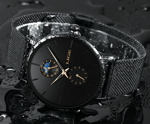Women's Elegant Waterproof Watch With Chronometers And Braided Stainless Steel Bracelet Excellent Design Perfect Gift