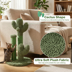 22 Inch Cactus Cat Scratching Post with Natural Sisal Rope-Green