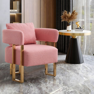 Modern Decorative Chair Teddy Fleece Upholstered And Metal Foot by Couch.com