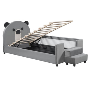 Upholstered Daybed With Bear Shaped Headboard, Hydraulic System And Breathable Mesh Fence by Couch.com