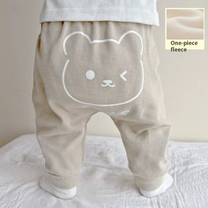 Baby Fleece-lined Cotton Men And Women Baby Single-layer Fleece-lined Cotton Pants