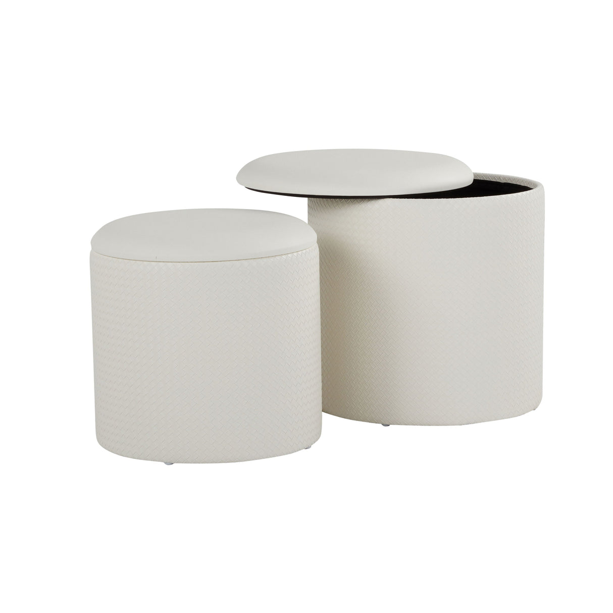 Maverick - Contemporary Nesting Ottoman Set With - Cream by Couch.com