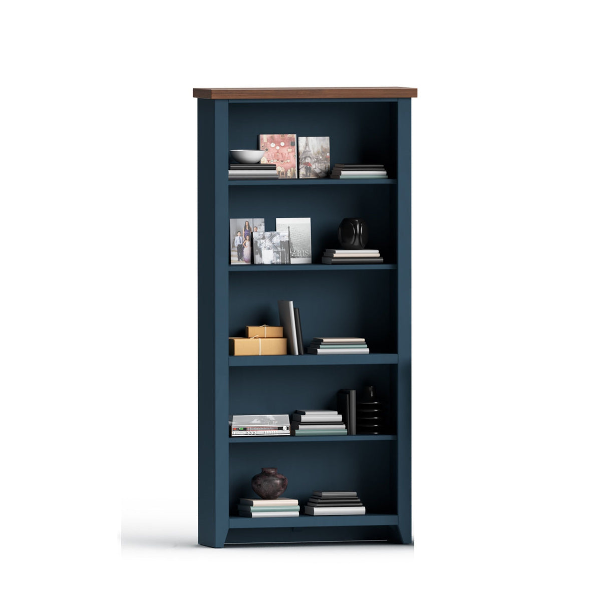 Nantucket - 5 Shelf Bookcase - Blue Denim, Whiskey by Couch.com