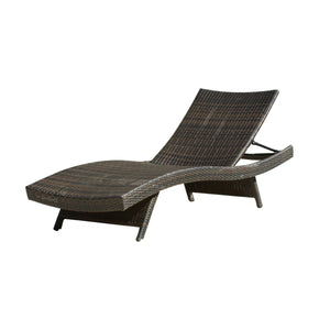 Mysticism Outdoor Chaise Lounge With Adjustable Backrest And Foldable Legs - Brown Multi by Couch.com